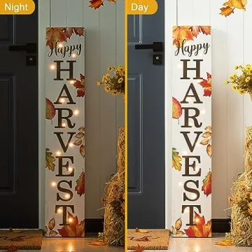 Glitzhome Lighted Harvest Sign for Fall Decor