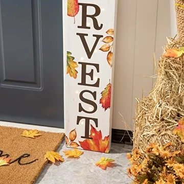 Glitzhome Lighted Harvest Sign for Fall Decor