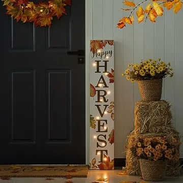 Glitzhome Lighted Harvest Sign for Fall Decor
