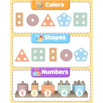 Walenced Montessori Toys - Wooden Stacking Blocks for Toddlers