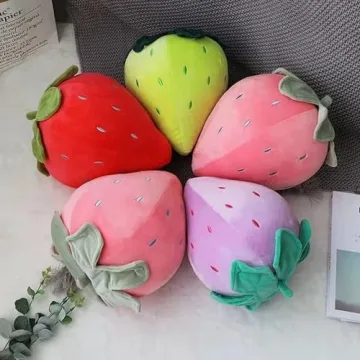 Cute Soft Strawberry Plush Pillows for Kids Comfort
