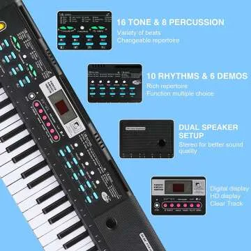 WOSTOO 61 Key Portable Keyboard with Speaker & Mic