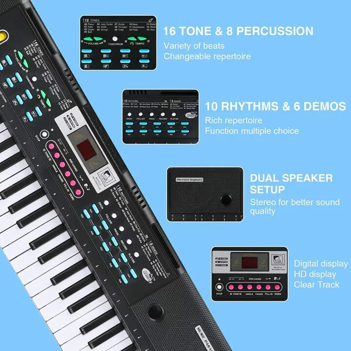 WOSTOO 61 Key Portable Keyboard with Speaker & Mic