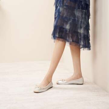 C.Paravano Stylish Bowknot Flats for Women in Silver