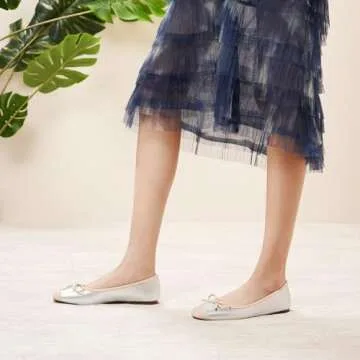 C.Paravano Stylish Bowknot Flats for Women in Silver