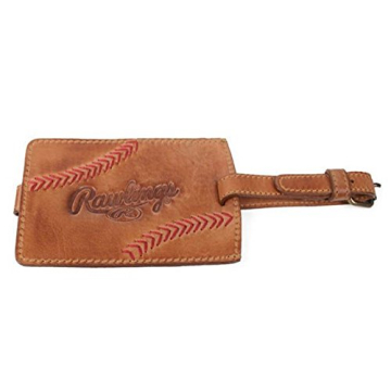 Stylish Rawlings Baseball Luggage Tags in Tan Leather