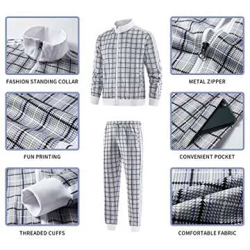 W JIANWANG Track Jogging Suits for Men Set Running Sweatsuits 2 Piece Casual Tracksuits Joggers Outfits Workout Sports Jacket and Pants 2101 Black L