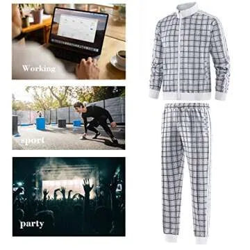 W JIANWANG Track Jogging Suits for Men Set Running Sweatsuits 2 Piece Casual Tracksuits Joggers Outfits Workout Sports Jacket and Pants 2101 Black L