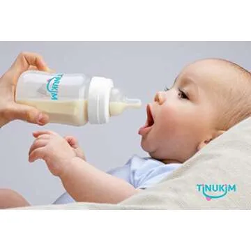 Tinukim iFeed 4 Ounce Self Feeding Baby Bottle with Tube - Handless Anti-Colic Nursing System, White - 2-Pack