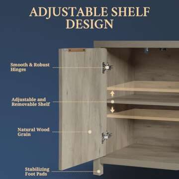 OAKHAM HOME Oxford Fluted Storage Cabinet Sideboard Large Buffet with Adjustable Shelves, Multifunctional Accent Cabinet Console Cabinet for Living Room