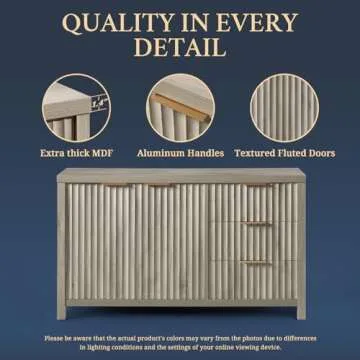 OAKHAM HOME Oxford Fluted Storage Cabinet for Stylish Decor