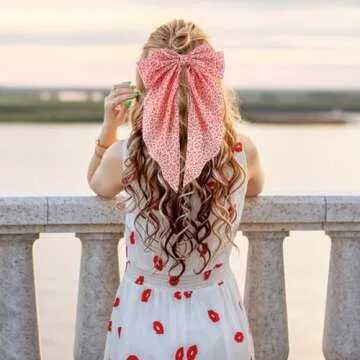 HLTOO 4PCS Floral Big Ribbon Hair Bows for Stylish Women