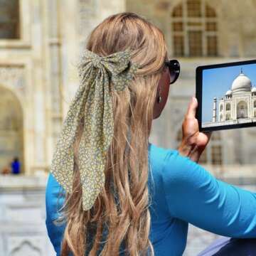 HLTOO 4PCS Floral Big Ribbon Hair Bows, Oversized Long-tail Hair Clips, Large Hair Barrettes, for Women and Girls Hair Styling Accessories, Black, Red, Green, Purple