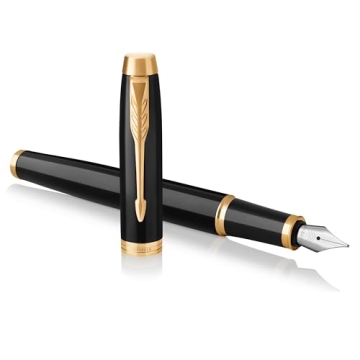Parker IM Fountain Pen Black Gold Trim Fine Nib