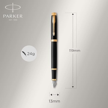 Parker IM Fountain Pen Black Gold Trim Fine Nib