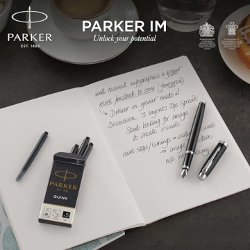 Parker IM Fountain Pen Black Gold Trim Fine Nib