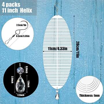 4Pack 11inch Sublimation Wind Spinner Blanks 3D Aluminum Metal Wind Sculpture Kinetic Spinners for Y...