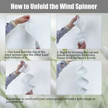 4Pack 11inch Sublimation Wind Spinner Blanks 3D Aluminum Metal Wind Sculpture Kinetic Spinners for Yard and Garden Indoor Art Ornaments Hanging Decoration (Helix)