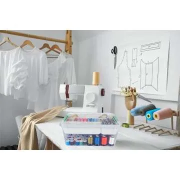 Baylee and Me Clear Plastic Storage Box with Removable Tray – Perfect for Organizing Arts and Craft Supplies, Sewing Notions, Small Toys, Bead, Art Supplies