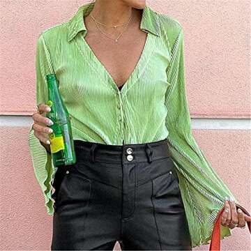 Chic Alyweatry Women Y2K Floral Zebra Print Long Sleeve Blouse