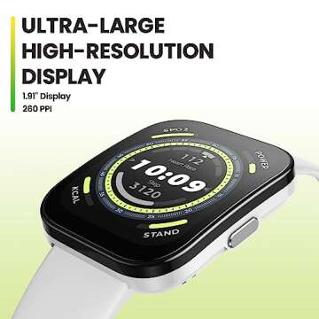 Amazfit Bip 5 Smart Watch 46mm, GPS, Alexa Built-in, Bluetooth Calling, 10-Day Battery, Heart-Rate &...