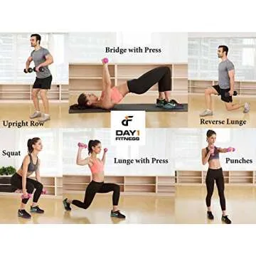 Neoprene Dumbbell Pairs by Day 1 Fitness – 20 Pounds - Non-Slip, Hexagon Shape, Color Coded, Easy To Read Hand Weights for Muscle Toning, Strength Building, Weight Loss