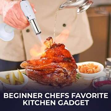 Jo Chef FireClick Creme Brulee Torch – 2,370°F Food Torch with Safety Switch, One-Hand Use, Refil...