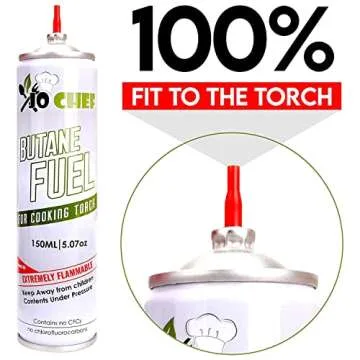 Jo Chef FireClick Creme Brulee Torch – 2,370°F Food Torch with Safety Switch, One-Hand Use, Refillable Adjustable Flame Lighter with Safety Lock for BBQ, Baking, Brulee Creme – 1 Butane Can Included