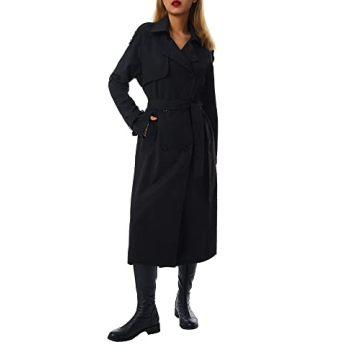 Rteyno Women's Lightweight Double Breasted Long Trench Coat