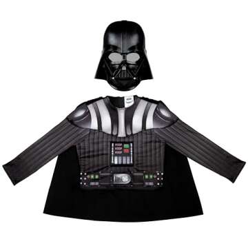 Star Wars Darth Vader Official Youth Dress-Up Box - Padded Costume Top and Cape with Plastic Mask Mu...