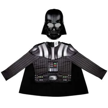Star Wars Darth Vader Official Youth Dress-Up Box - Padded Costume Top and Cape with Plastic Mask Mu...