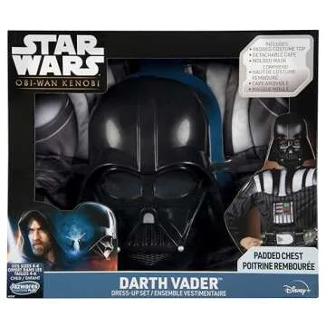 Star Wars Darth Vader Official Youth Dress-Up Box - Padded Costume Top and Cape with Plastic Mask Multi