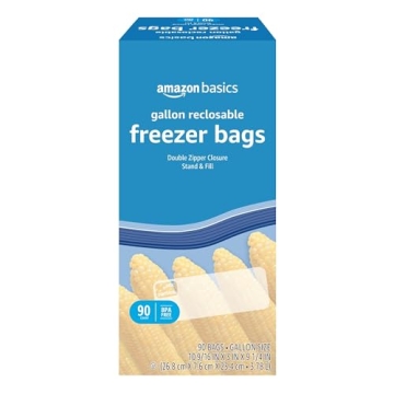 Amazon Basics Freezer Gallon Bags, 90 Count Quality Storage