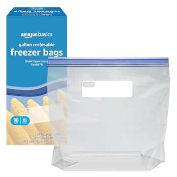 Amazon Basics Freezer Gallon Bags, 90 Count Quality Storage