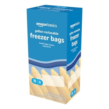 Amazon Basics Freezer Gallon Bags, 90 Count Quality Storage