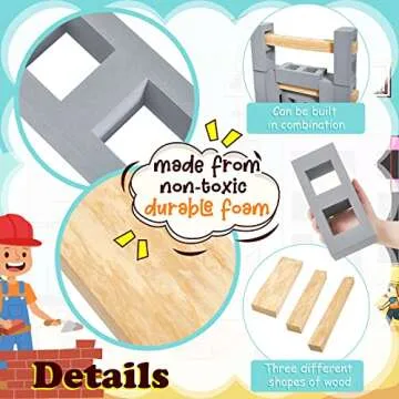 Deekin 25 Pcs Foam Brick Building Blocks and 12 Pcs Foam Wooden Beam Building Blocks Set - Ideal for...
