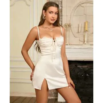 HTZMO Sexy Satin Bodycon Mini Dress for Women