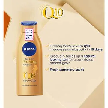 NIVEA Q10 Firming Plus Radiance Gradual Tan (400 ml), Tan Activating Firming Cream with Q10, Support...