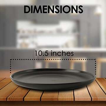 Black Ceramic Stoneware Dinner Plate Set of 4, Handmade