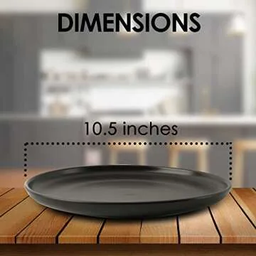 Black Ceramic Stoneware Dinner Plate Set of 4, Handmade