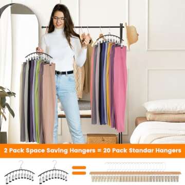 Legging Organizer for Closet, 2 Pack Metal Yoga Pants Hangers w/10 Clips Holds 20 Leggings/Hats/Jeans/Skirts Space Saving Closet Organizers and Storage, Black