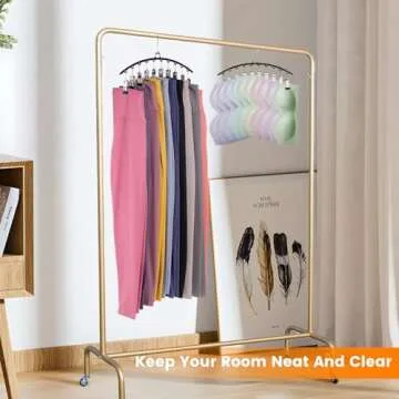 Legging Organizer for Closet, 2 Pack Metal Yoga Pants Hangers w/10 Clips Holds 20 Leggings/Hats/Jeans/Skirts Space Saving Closet Organizers and Storage, Black