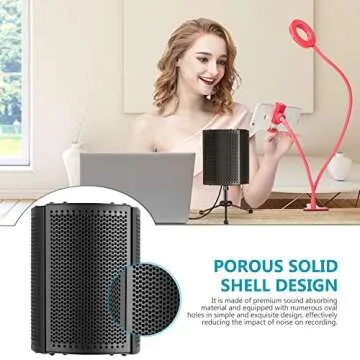 Neewer NW-13 Microphone Isolation Shield, Compact Acoustic Sound Shield with Tripod Stand 5/8" Mic Threaded Mount, Studio Mic Sound Absorbing Foam Reflector for Sound Recording, Podcasts, Broadcasting