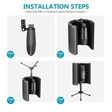 Neewer NW-13 Microphone Isolation Shield, Compact Acoustic Sound Shield with Tripod Stand 5/8" Mic Threaded Mount, Studio Mic Sound Absorbing Foam Reflector for Sound Recording, Podcasts, Broadcasting