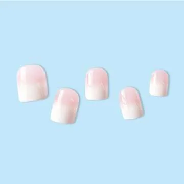 WAFOLOZE Nails Press ons,White Ombre Short Square Press on Nails Fake Nails Glossy Acrylic Artificial Nails Stick on Nails for Women 24Pc