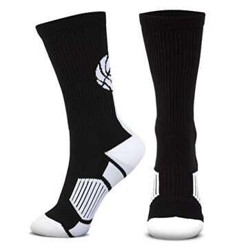 ChalkTalkSPORTS Basketball Performance Crew Socks - Basketball Superelite - Black & White - Basketba...