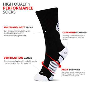 ChalkTalkSPORTS Basketball Performance Crew Socks - Basketball Superelite - Black & White - Basketball Mid-Calf Socks - Adult