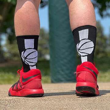 ChalkTalkSPORTS Basketball Performance Crew Socks - Basketball Superelite - Black & White - Basketball Mid-Calf Socks - Adult
