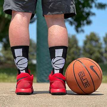 ChalkTalkSPORTS Basketball Performance Crew Socks - Basketball Superelite - Black & White - Basketball Mid-Calf Socks - Adult