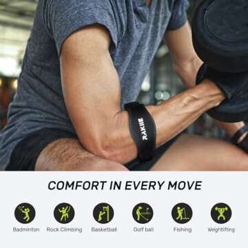 Rakiie Elbow Brace 2 Pack, Tennis Elbow Brace for Men Women, Non-slip Tennis Elbow Strap for Tendonitis with Compression Pad Precise Support, Adjustable Golfer Counterforce Brace for Pain Relief, Blue
